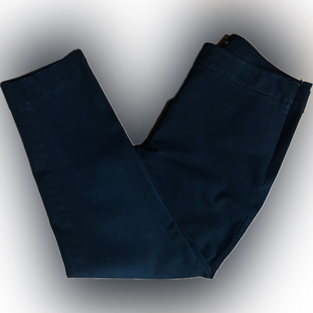 EUC Talbots SZ 12P black Chatham Ankle Pant stretch/side concealed zip/waist 34”